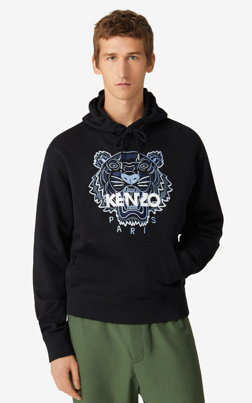 Kenzo Tiger Sudaderas Con Capucha Hombre Negras | 8946732-QC